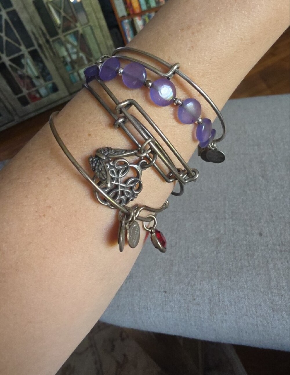 5x Silver Toned  Charm Bracelet Collection By Alex & Ani